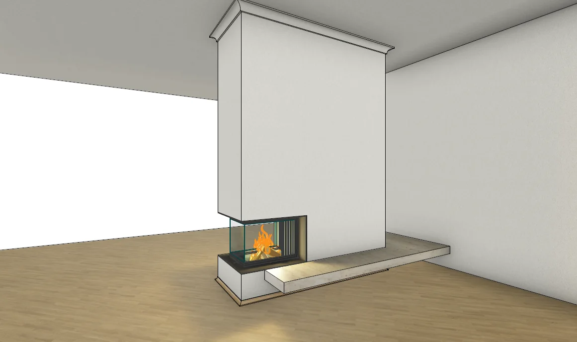 3D-Visualisierung des geplanten Kaminumbaus in Gerlingen